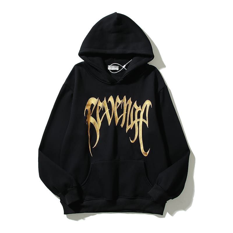 22SS American Revenge Embroidery Letters High Street Velvet Padded Hooded Sweatshirt