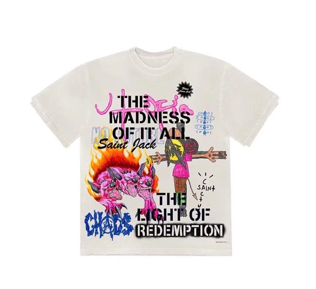 Travis Scott x Saint Michael Hellhound Round Neck Short Sleeve T-Shirt for Men