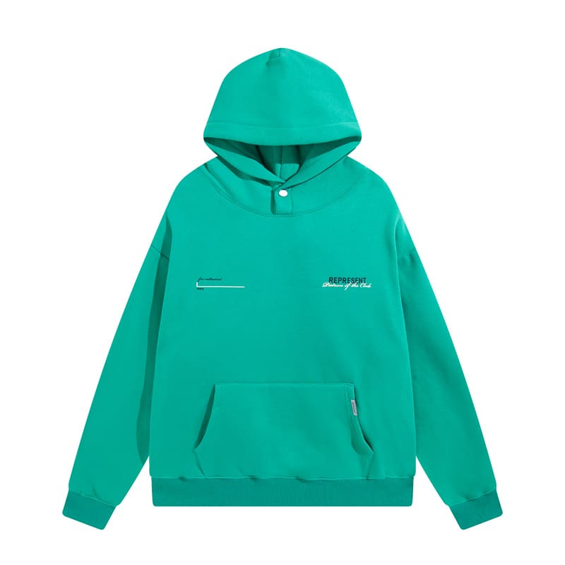 Represent Two-Tone Letter Print Loose Casual Velvet Padded Hooded Sweatshirt