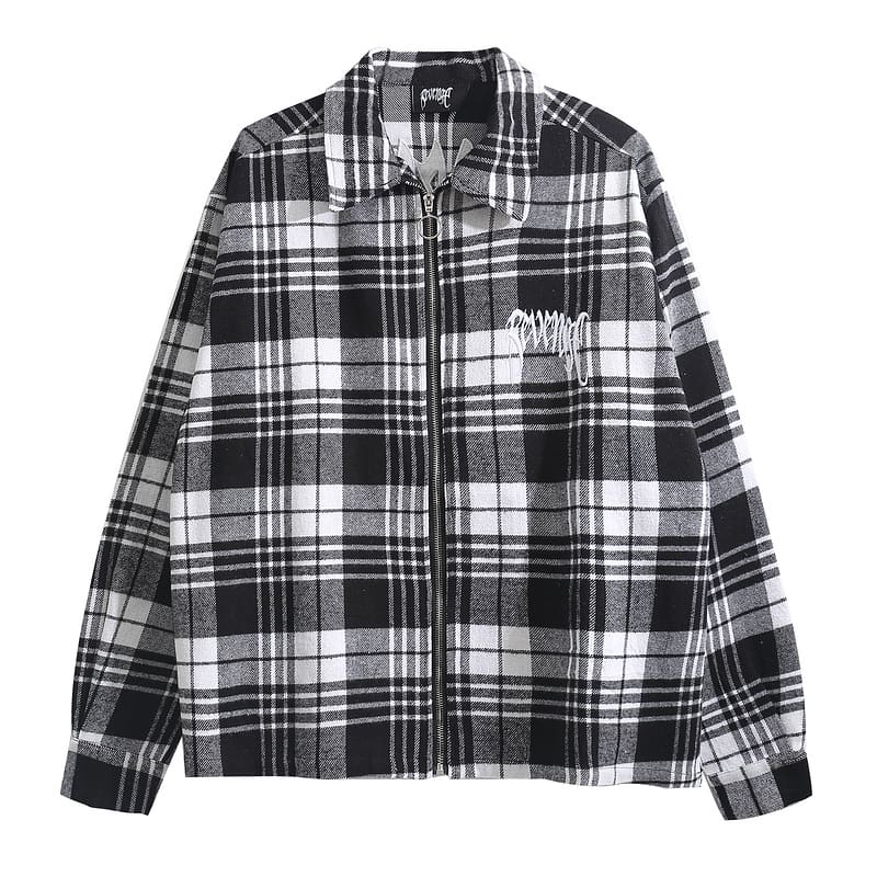 Revenge Embroidered Plaid Shirt Coat for Men