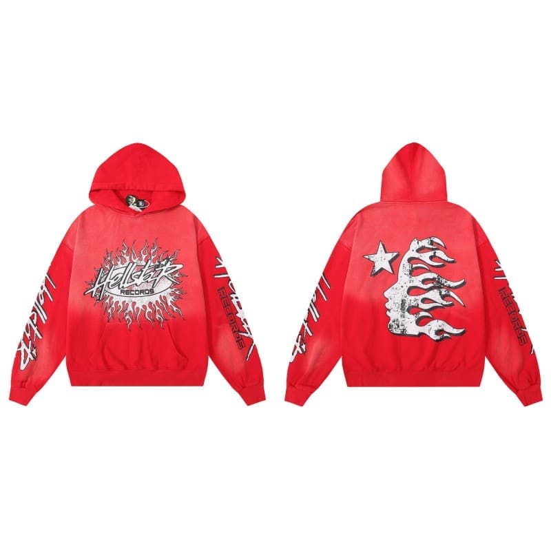 H*lst*r hell star mud print hooded sweater