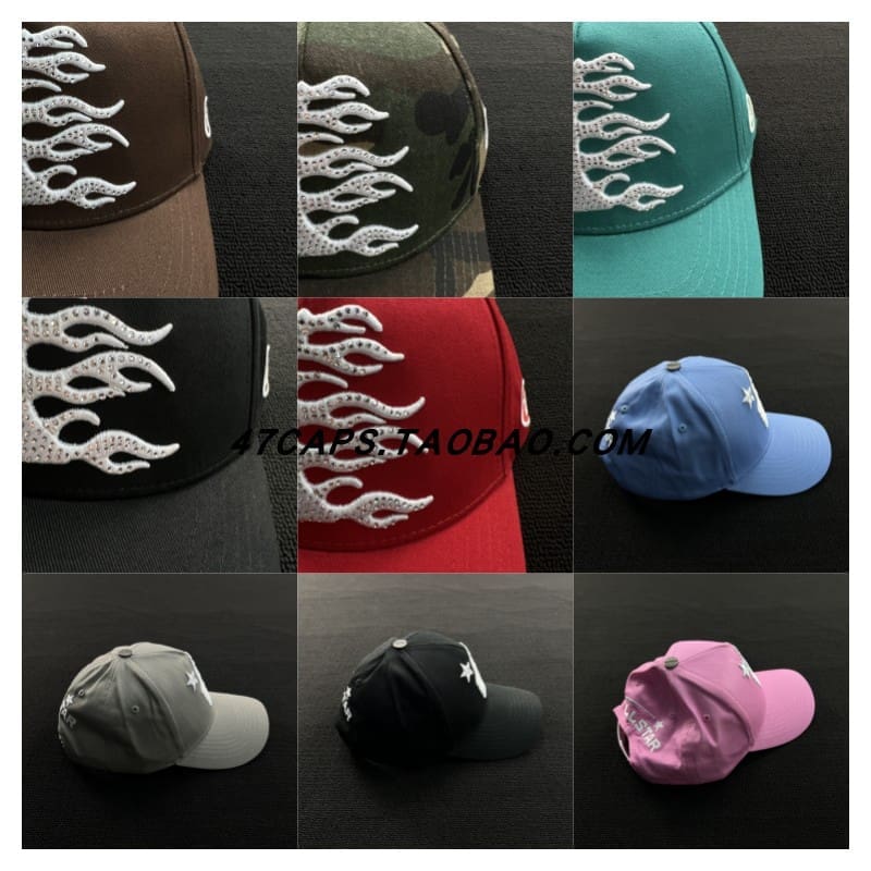 H*lst*r american hip hop adjustable peaked cap with rhinestone