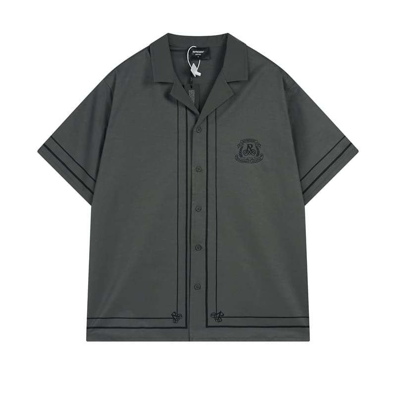 Represent Retro Alphabet Print Loose Short Sleeve Shirt and Shorts Set