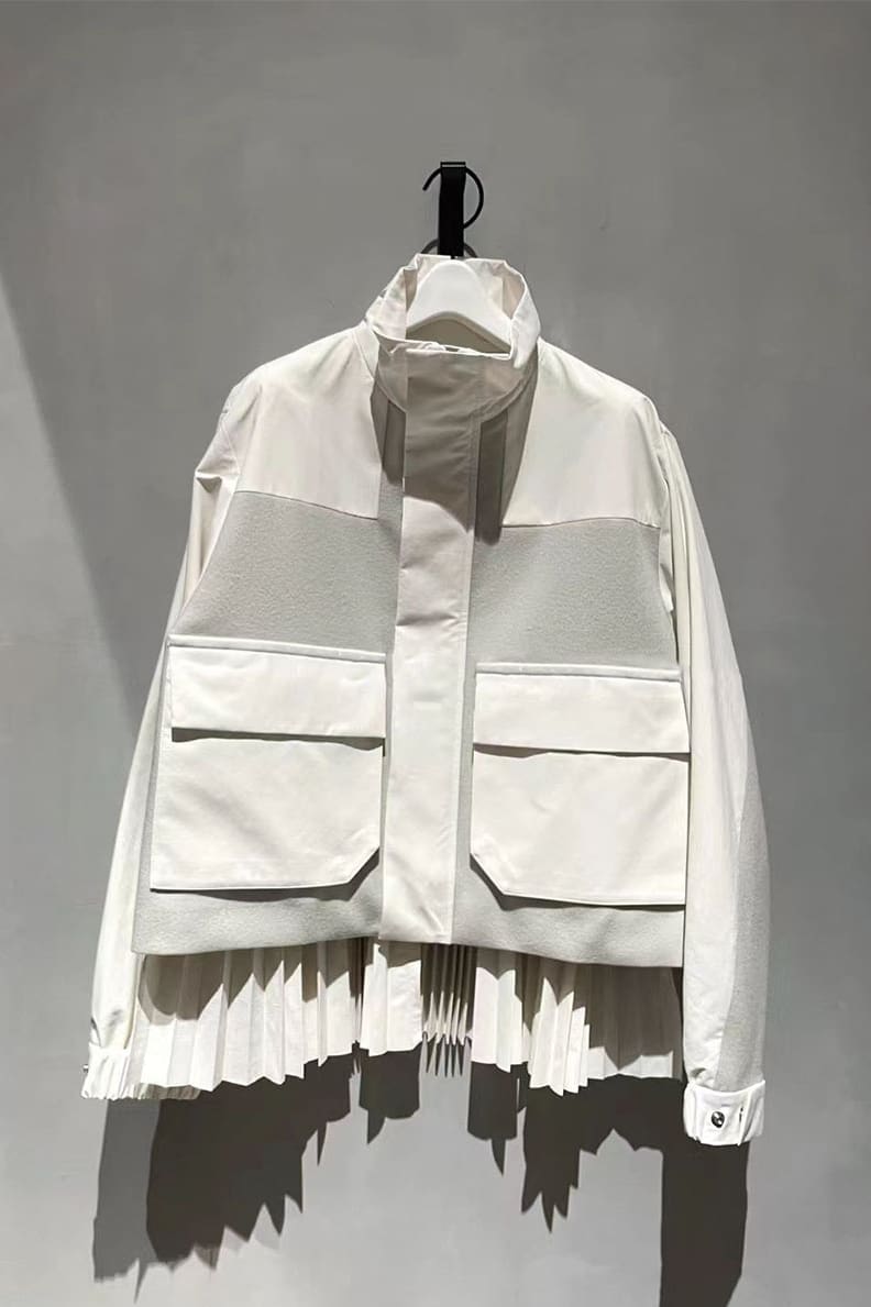 Fog Sacai Ss24 Pleated Long Sleeve Coat