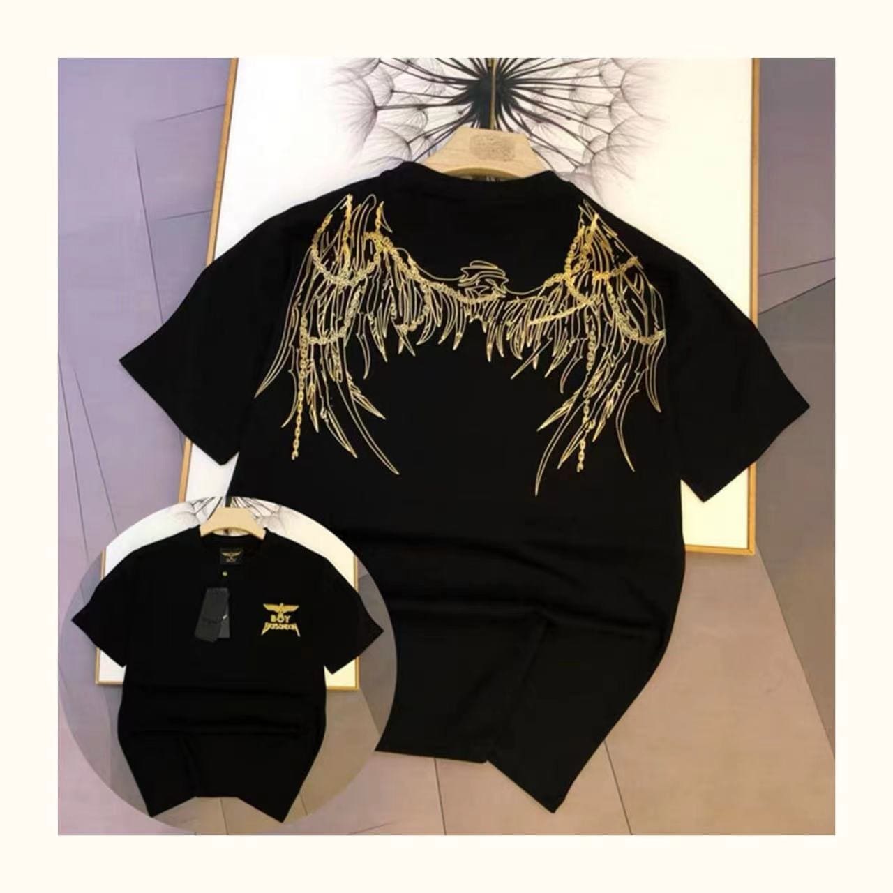 Black Golden Lock Eagle Wings Tee