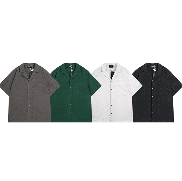 Represent Cuban Collar Letter Printed Short Sleeve Casual Shirt for Men and Women