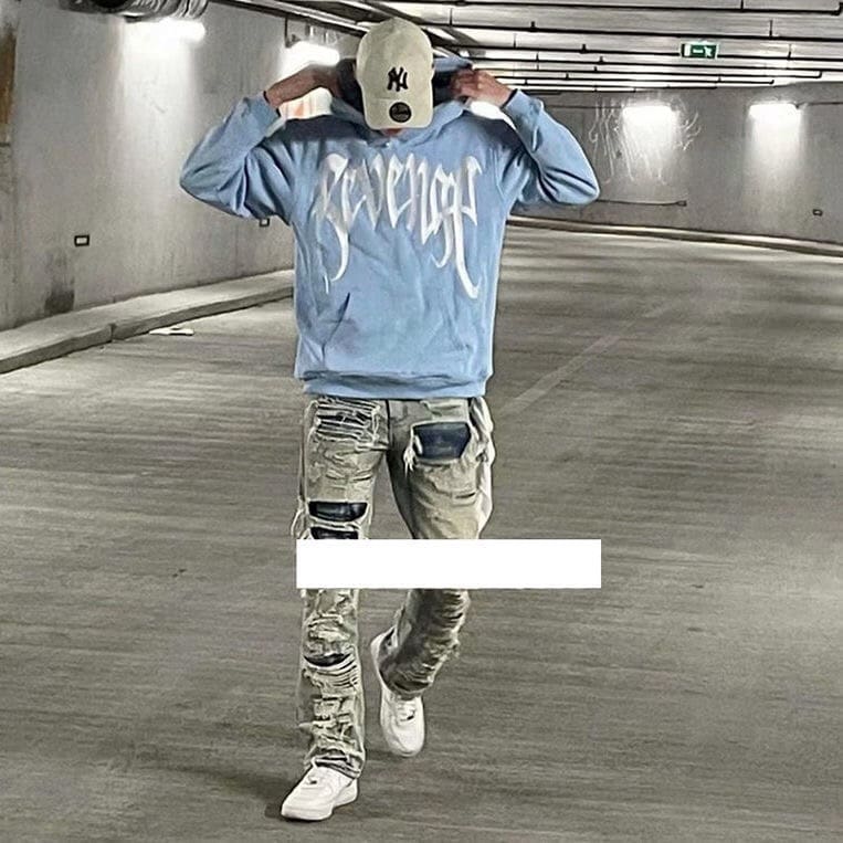 Revenge Sky Blue Embroidered Logo Hoodie