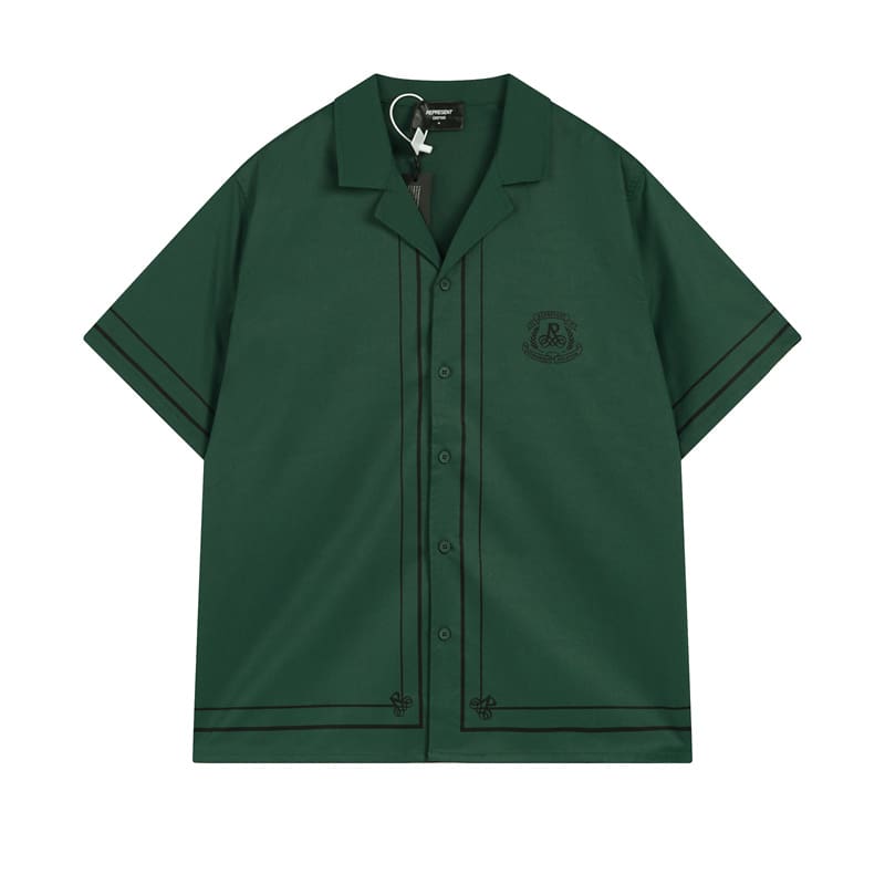 Represent Retro Alphabet Print Loose Short Sleeve Shirt and Shorts Set