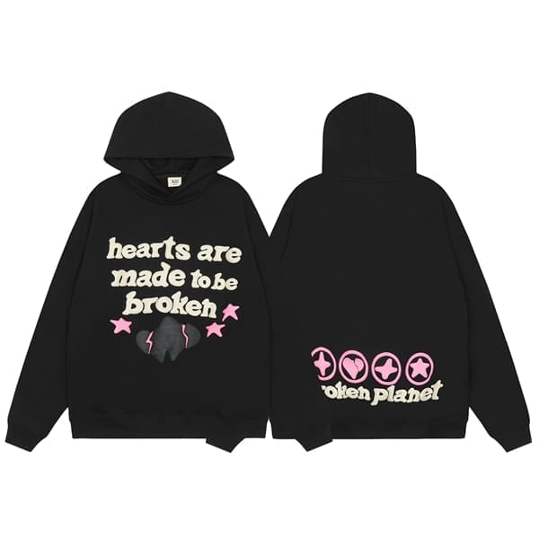 Broken Planet Puff Print Loose Hoodie for Men and Women