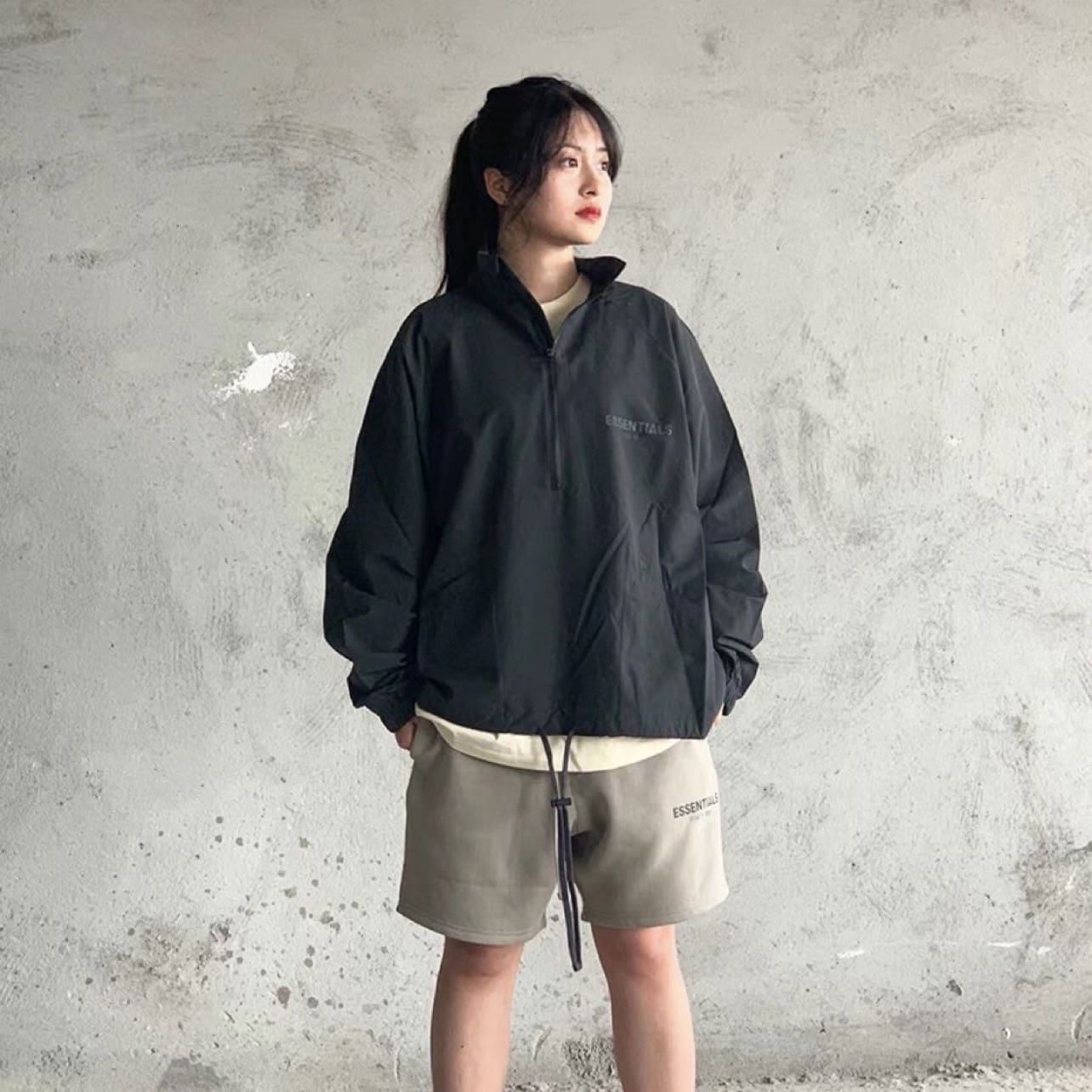 Fear Of God Double Line Essentials Half Zipper Shell Jacket