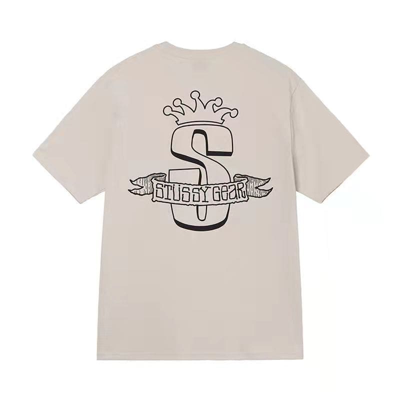 Stussy Crown Surfing Print Short Sleeve T-Shirt for Men and Women