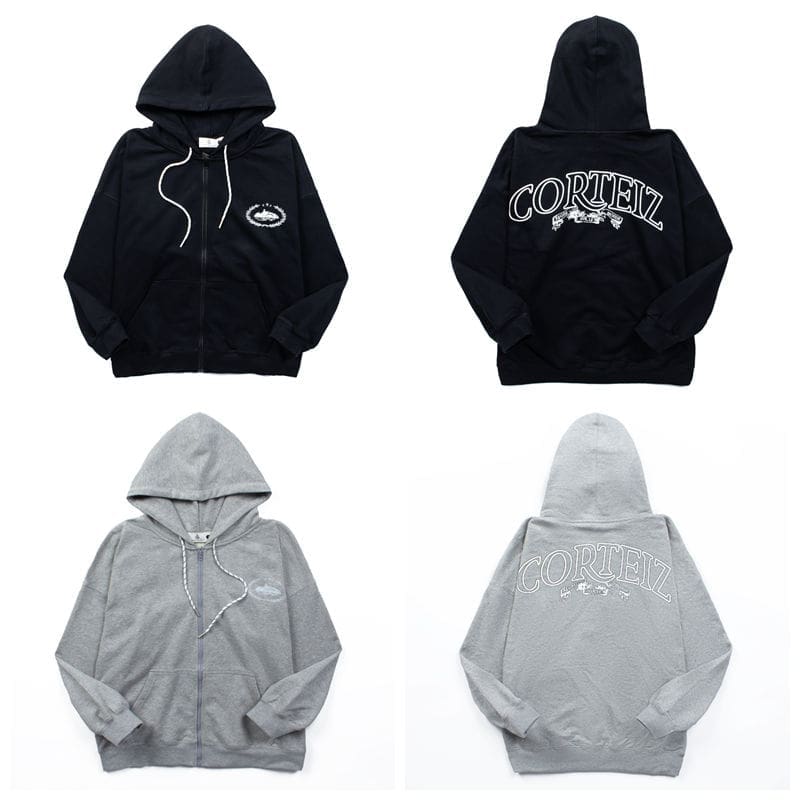 Corteiz Devil Island Large Logo Zipper Hooded Sweater for Men and Women