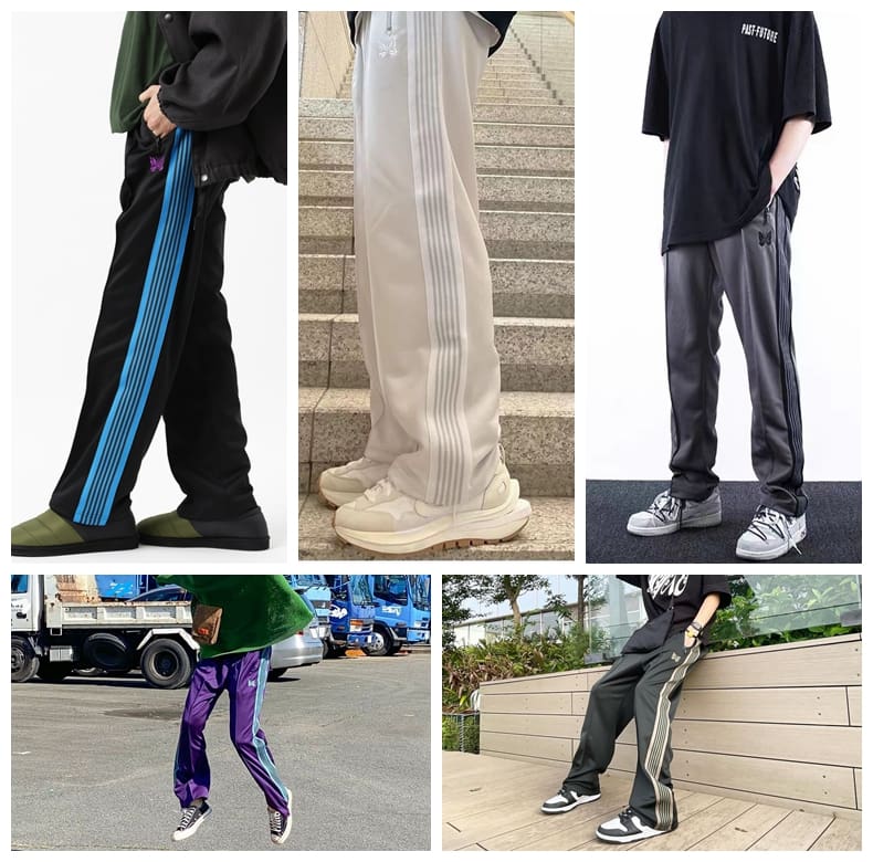 Needles Butterfly Embroidery Side Stripe Pants (Style 3)