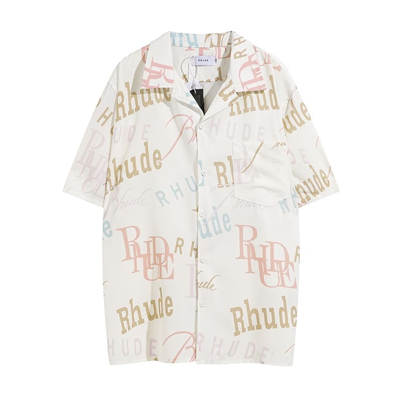 Rhude Letter Printed Short Sleeve Shirt