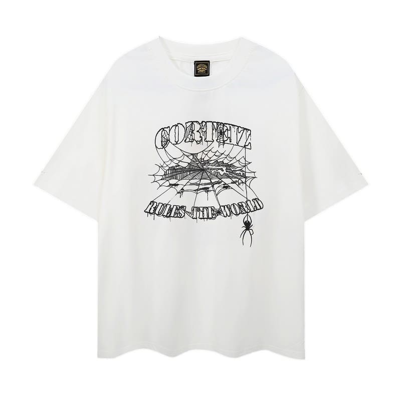 Corteiz Devil Island Graffiti Print T-Shirt for Men and Women High Street Retro Style