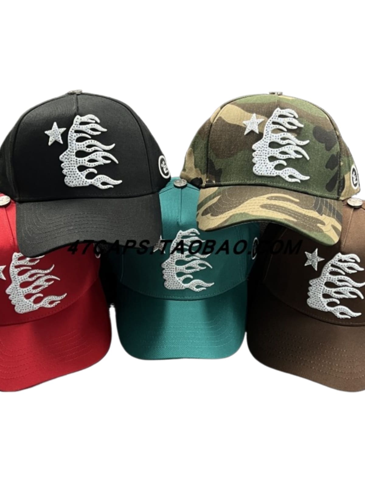 H*lst*r american hip hop adjustable peaked cap with rhinestone