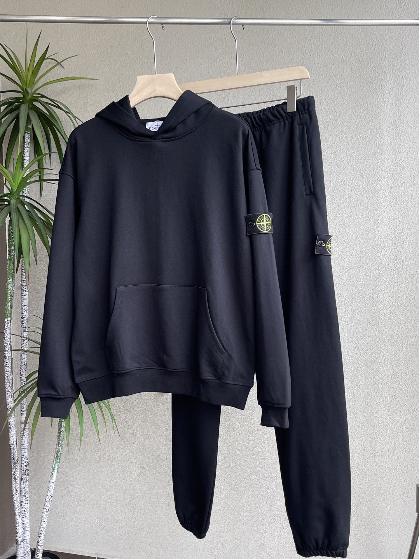 Stone Island Hooded Cuffband Terry Sweatshirt and Sweatpants Set