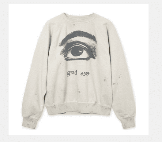 Saint Michael Eye of Soul Retro Fleece-Lined Crew Neck Sweater for Men and Women