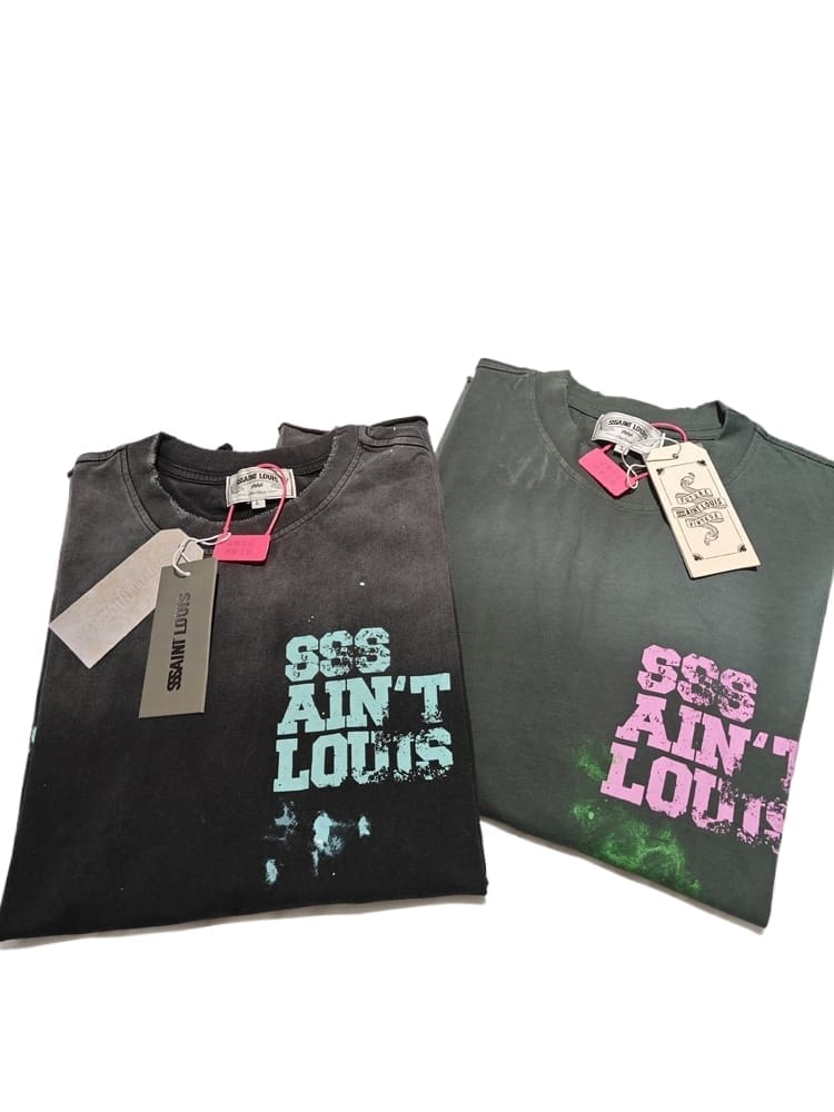 Saint Graffiti Vintage Washed Distressed VTG Short Sleeve T-Shirt for Men and Women