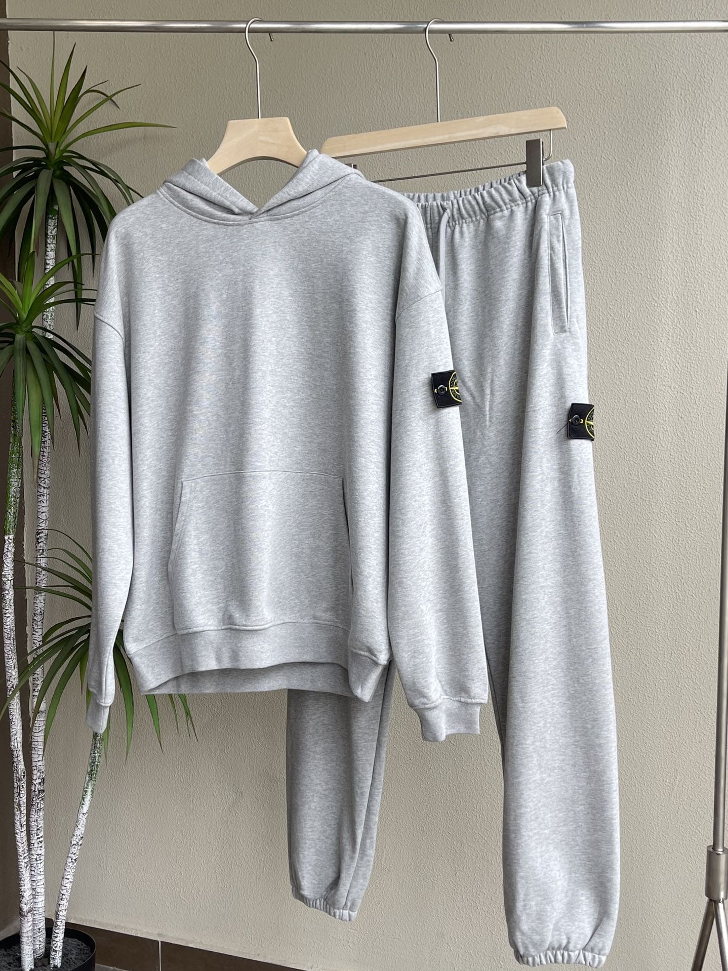 Stone Island Hooded Cuffband Terry Sweatshirt and Sweatpants Set