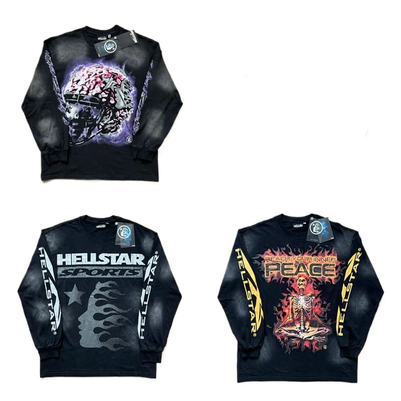 H*lst*r ins hip hop long sleeve t shirts american style hip hop trendy washed long sleeve t-shirt