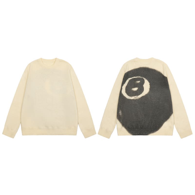 Stussy Personal Leisure Black Loose Pullover Sweater for Men and Women