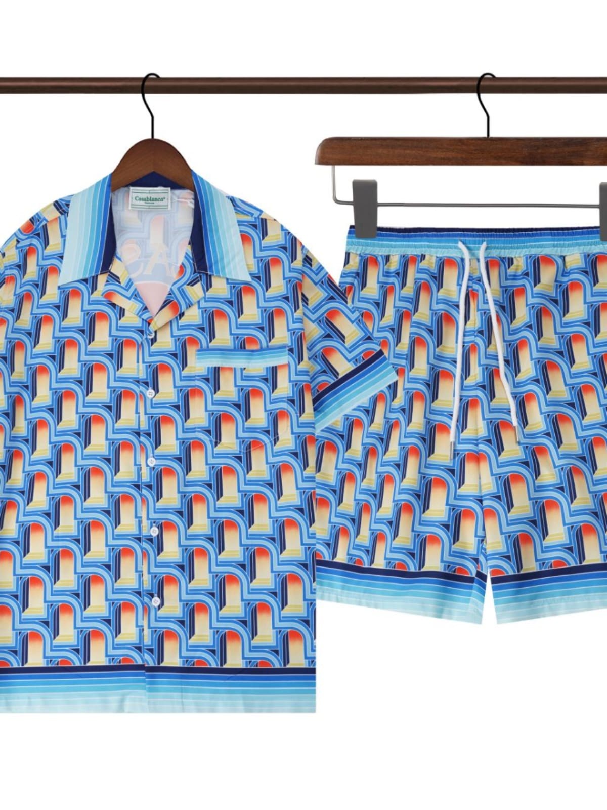 Casablanca Gradient Arch Bridge Full-Print Sports Short Sleeve Shirt for Men and Women