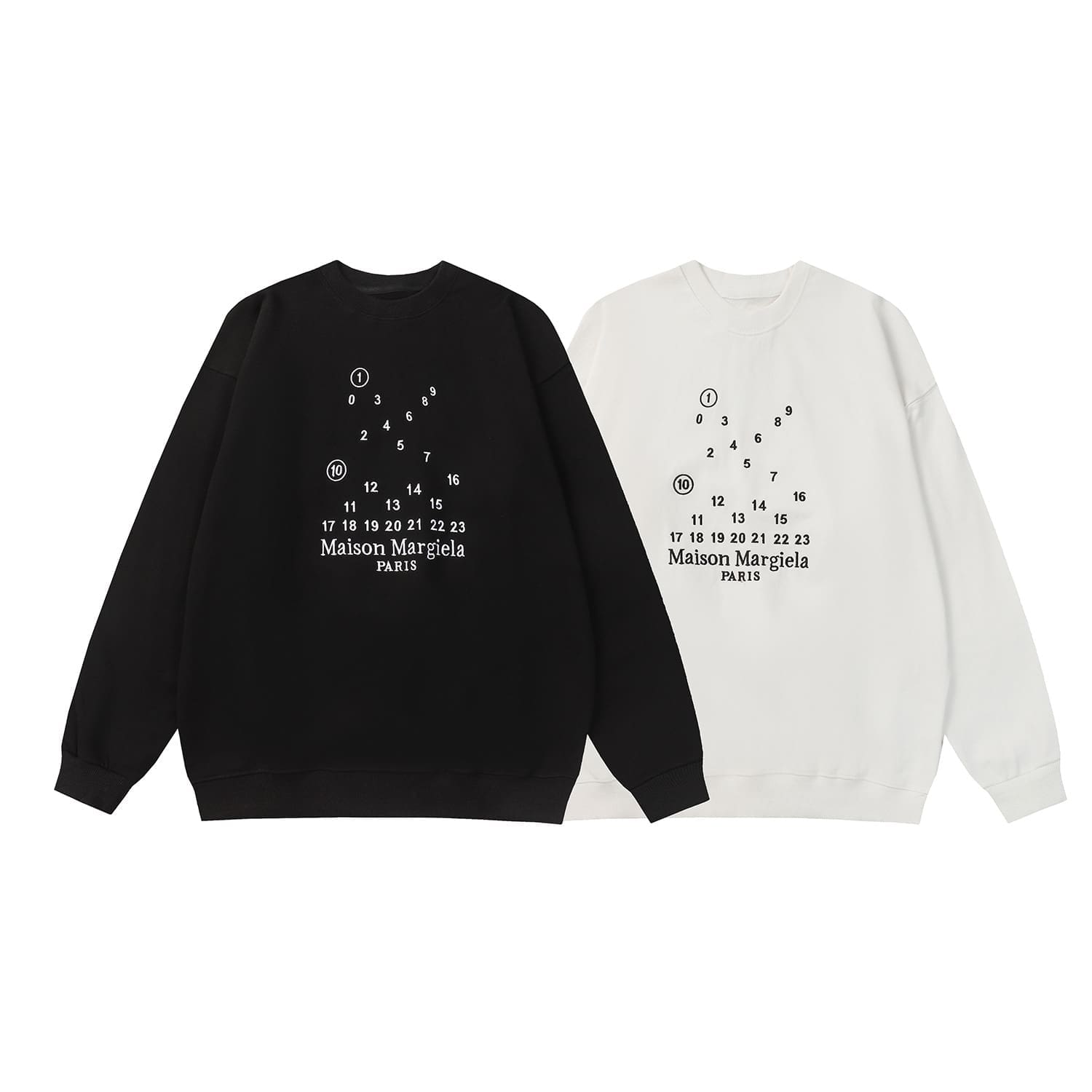 ma*s*n Ma*i*la mm6 embroidered letter crew neck terry sweater for men