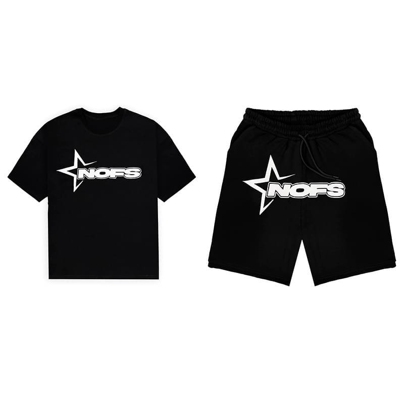 NOFS Letter Print Shorts Suit European Hip Hop Style High Street Sports Set