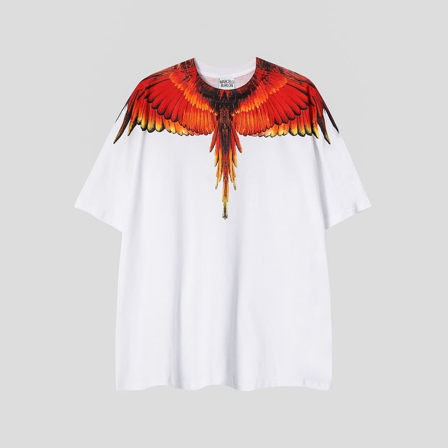 Marcelo Burlon Python Lion’s Head Feather T-Shirt Summer Couple Wear