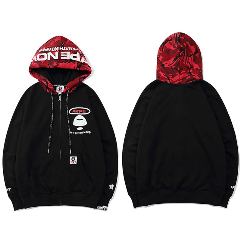 AAPE Ape Head Camouflage Zip Hoodie for Men and Women
