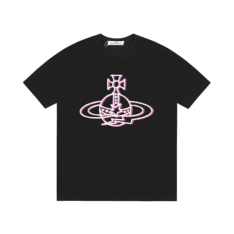 u1u1enne westwood splash-ink embroidery star print loose t-shirt half sleeve