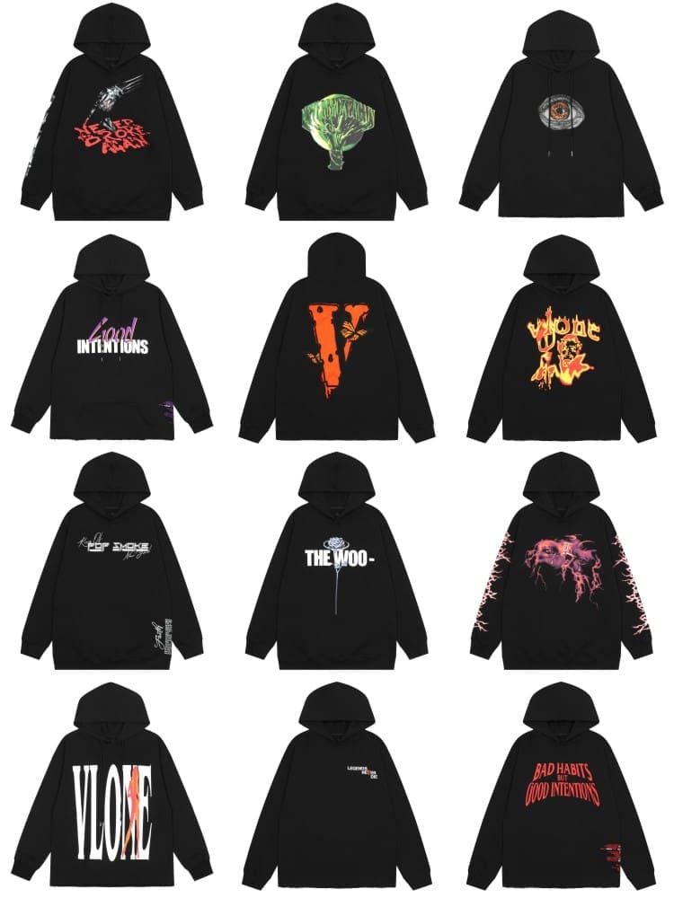 VLONE Large V Hooded Sweater Retro Pullover for Men and Women