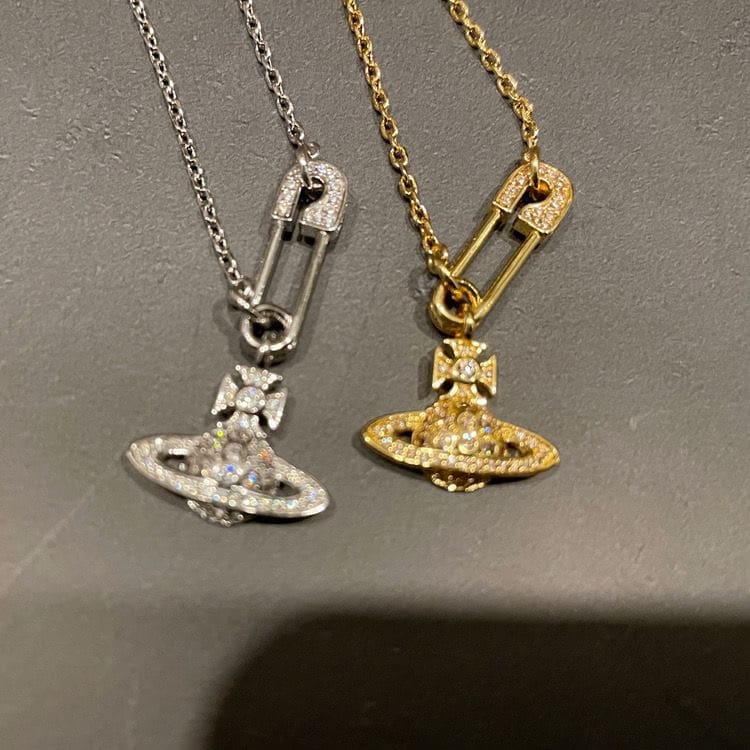 u1u1enne westwood saturn pin necklace clavicle chain for women