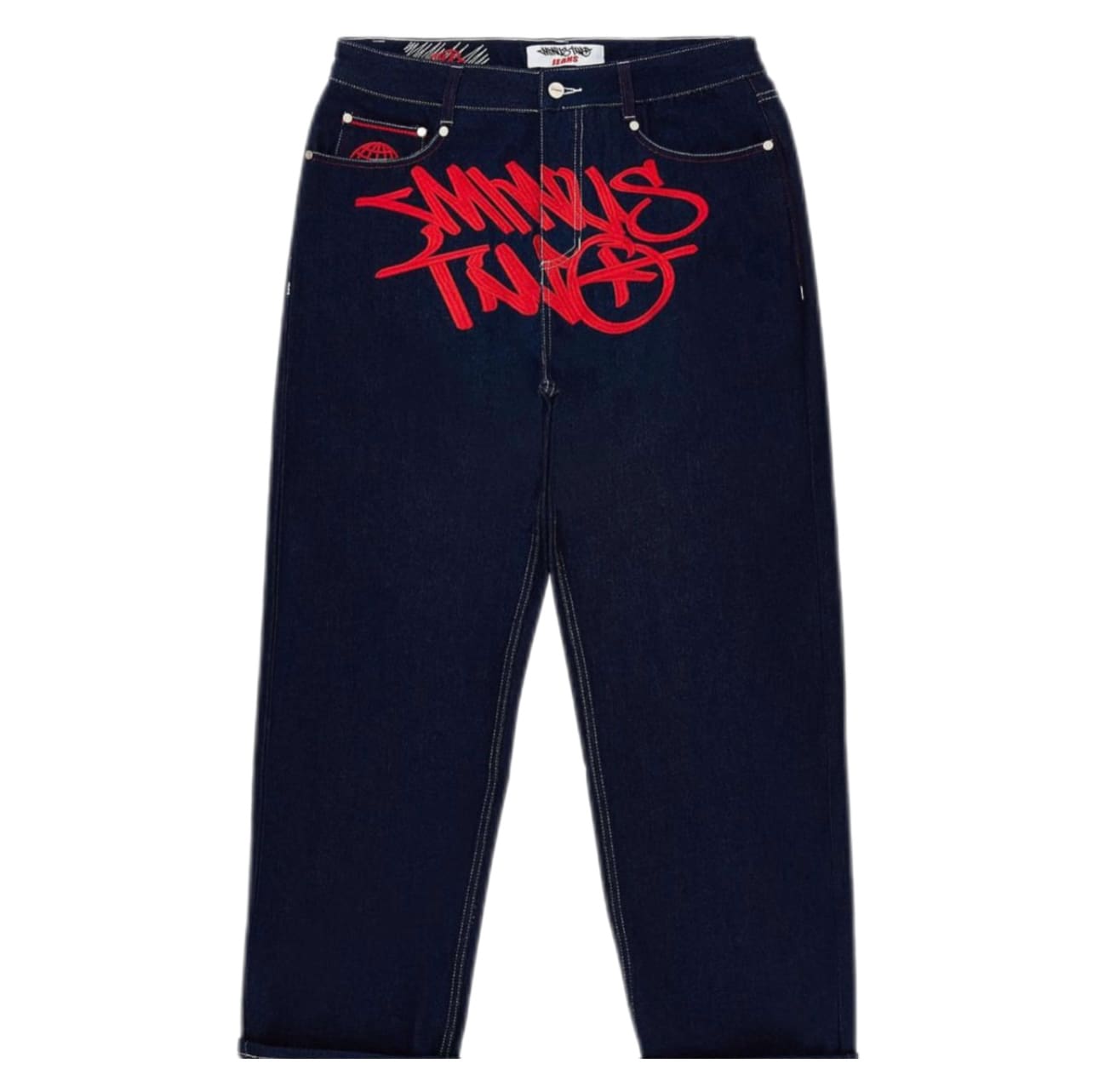 Minus Two Denim Trousers Casual Straight-Leg Loose Fit Hip Hop Star Style
