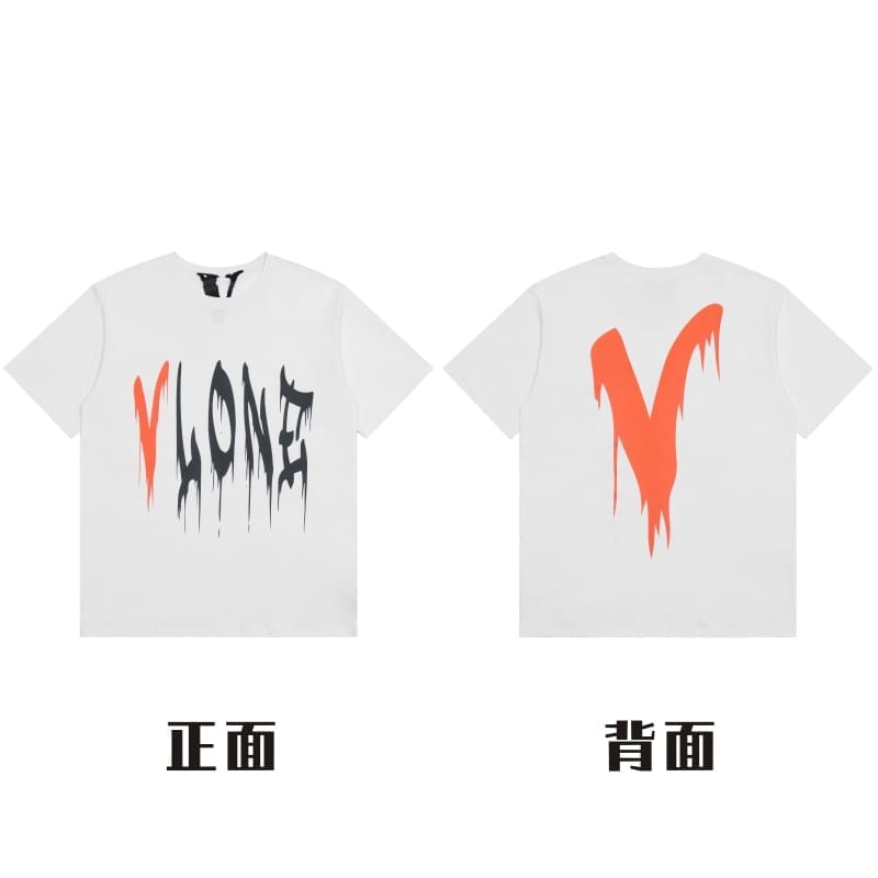 VLONE Large V Short Sleeve T-Shirt High Street Spring Summer Casual Wear
