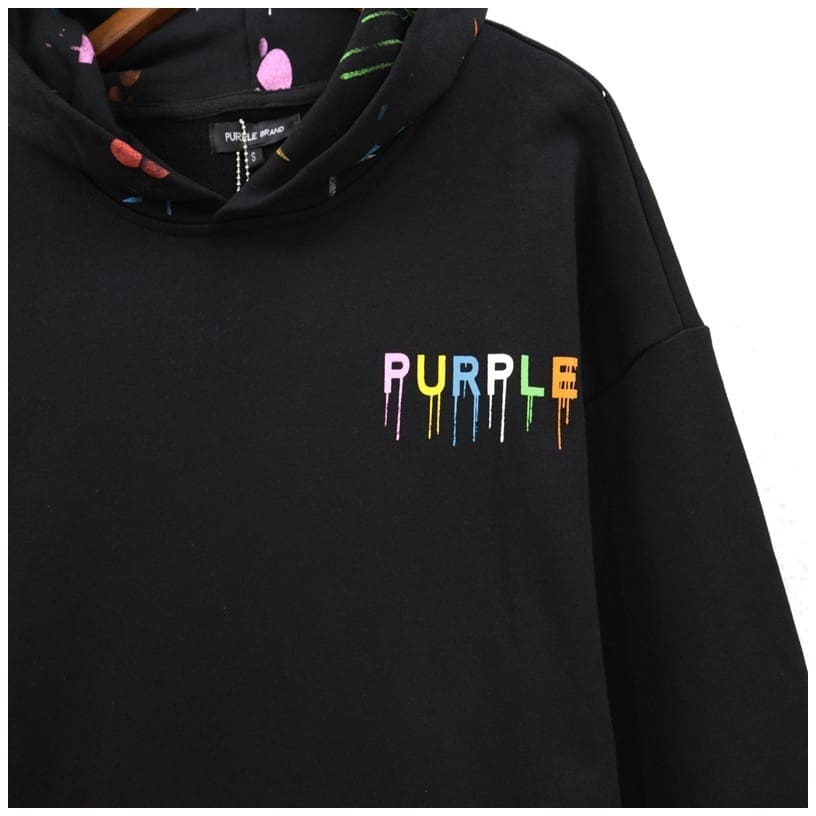 pu*re b*and splash-ink logo printed hooded sweater for men and women