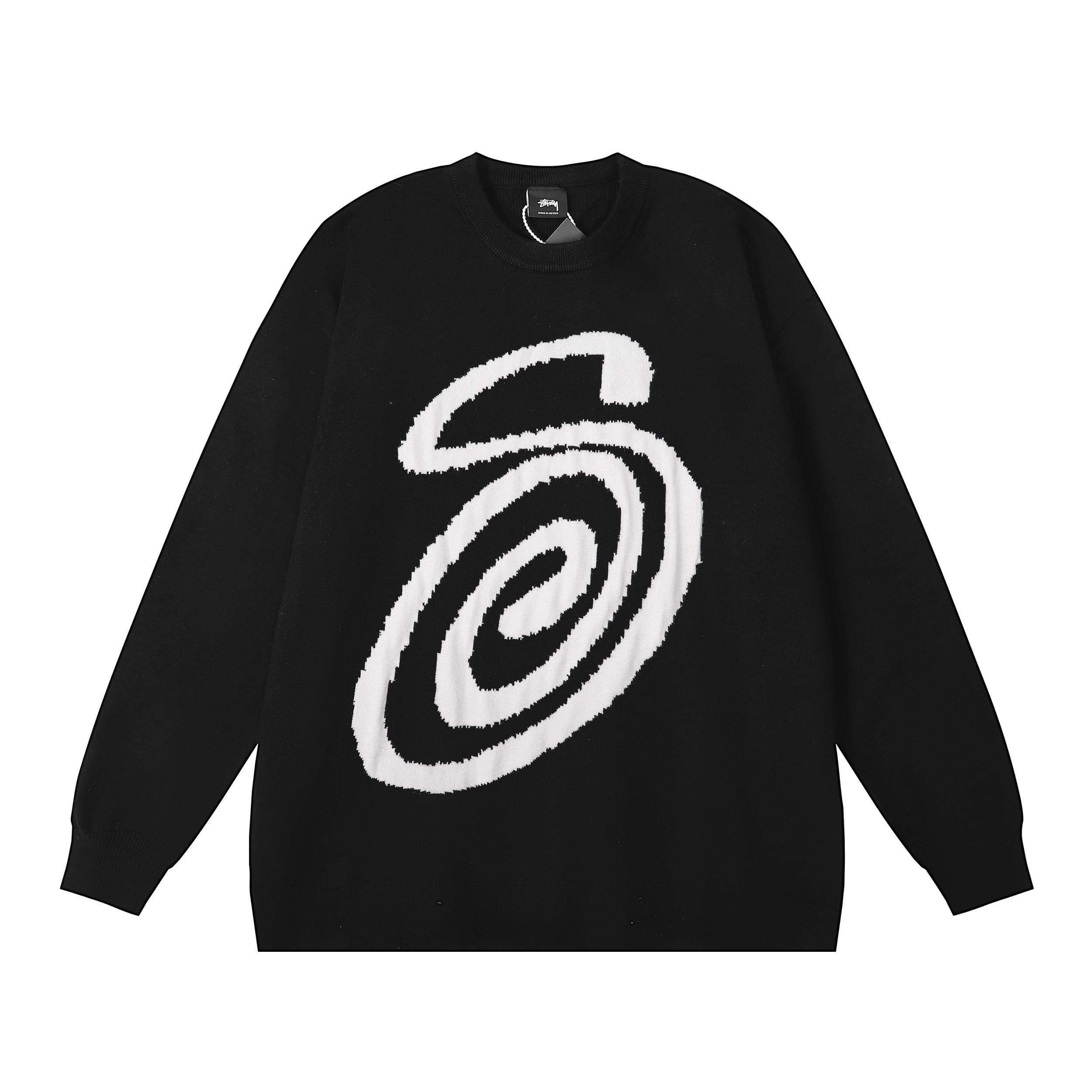 Stussy Logo Jacquard Round Neck Sweater for Men and Women