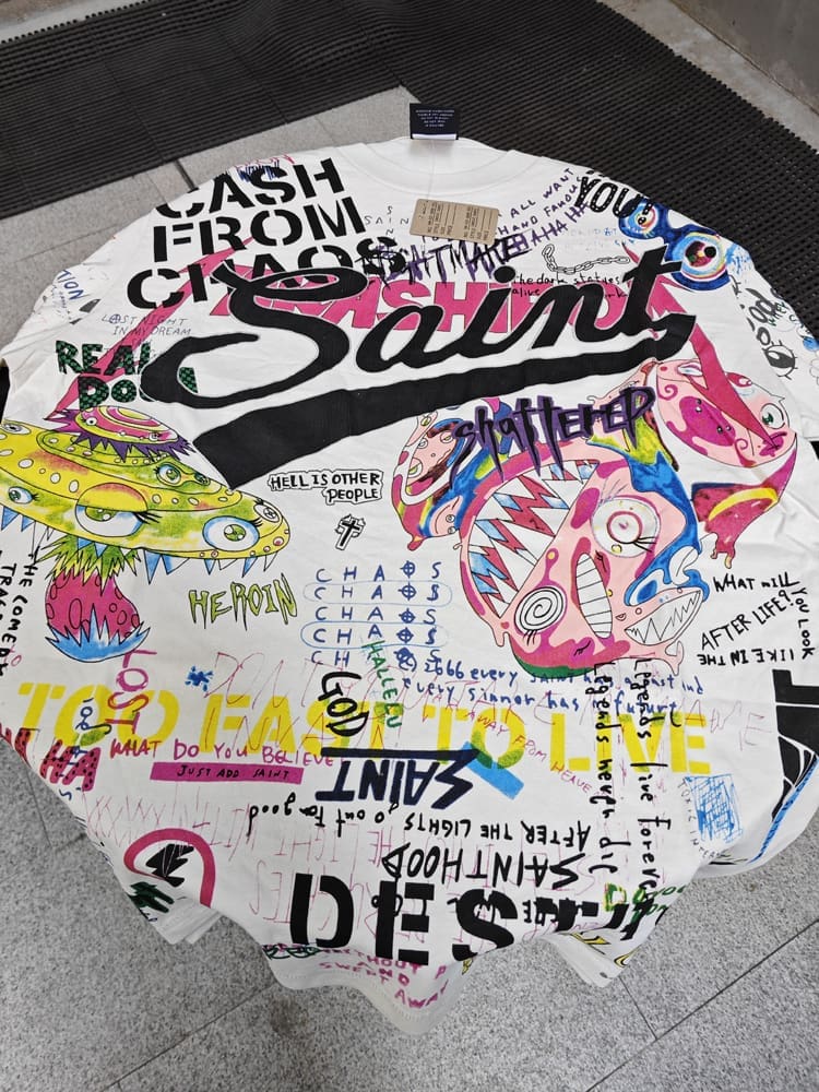 Saint Michael Graffiti Vintage Washed VTG Short Sleeve T-Shirt for Men