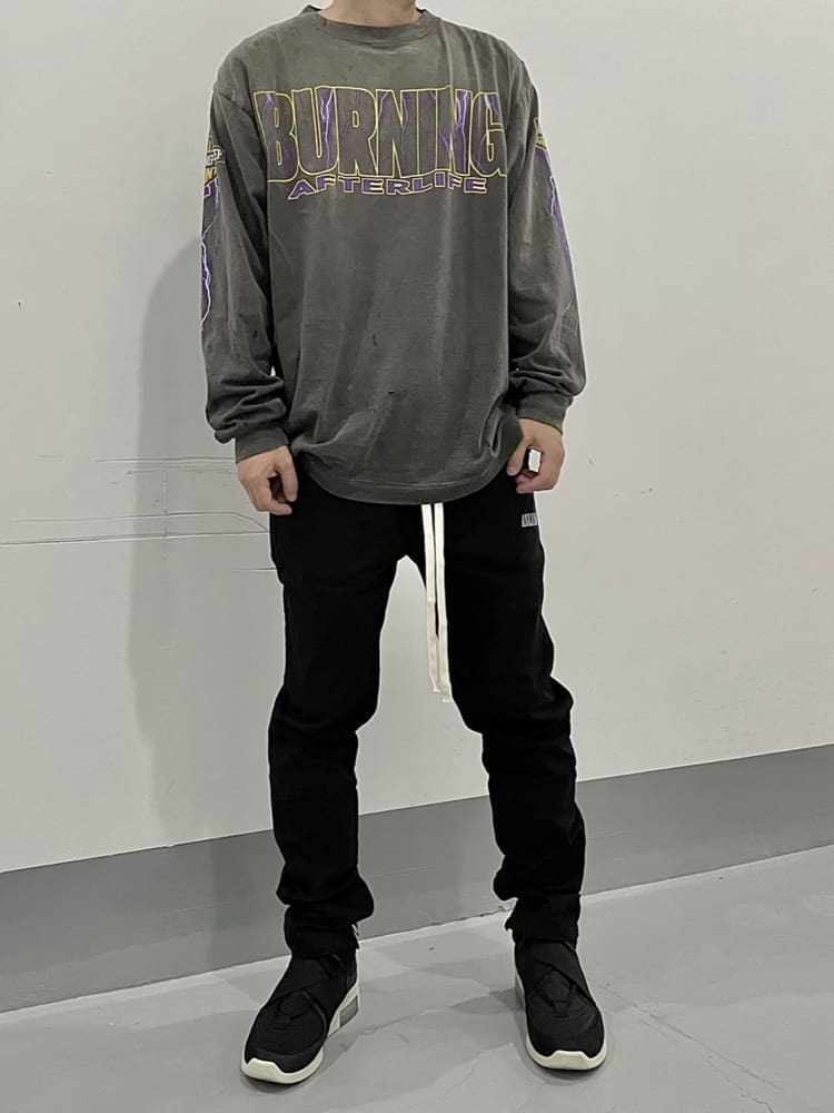 Saint Michael Lightning Crack Washed Vintage Long Sleeve T-Shirt for Men and Women