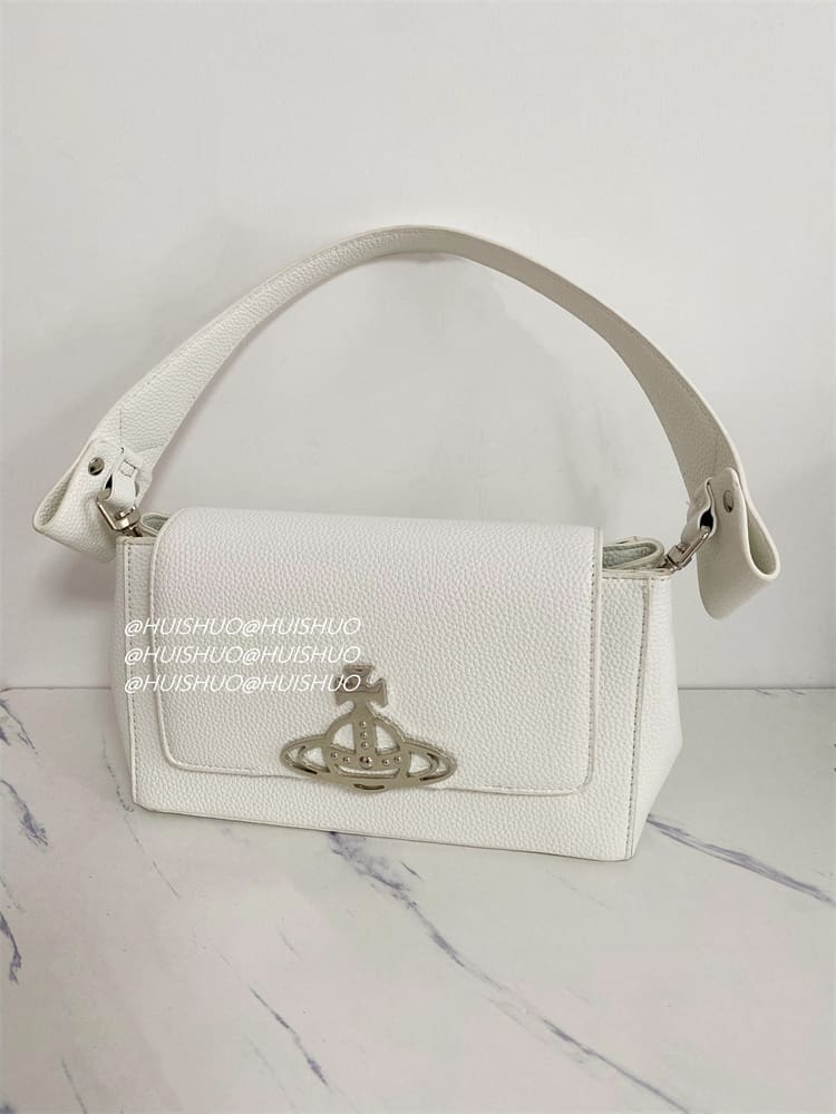 Vivienne Westwood Crocodile Pattern Baguette Shoulder Bag Saturn Chain Design