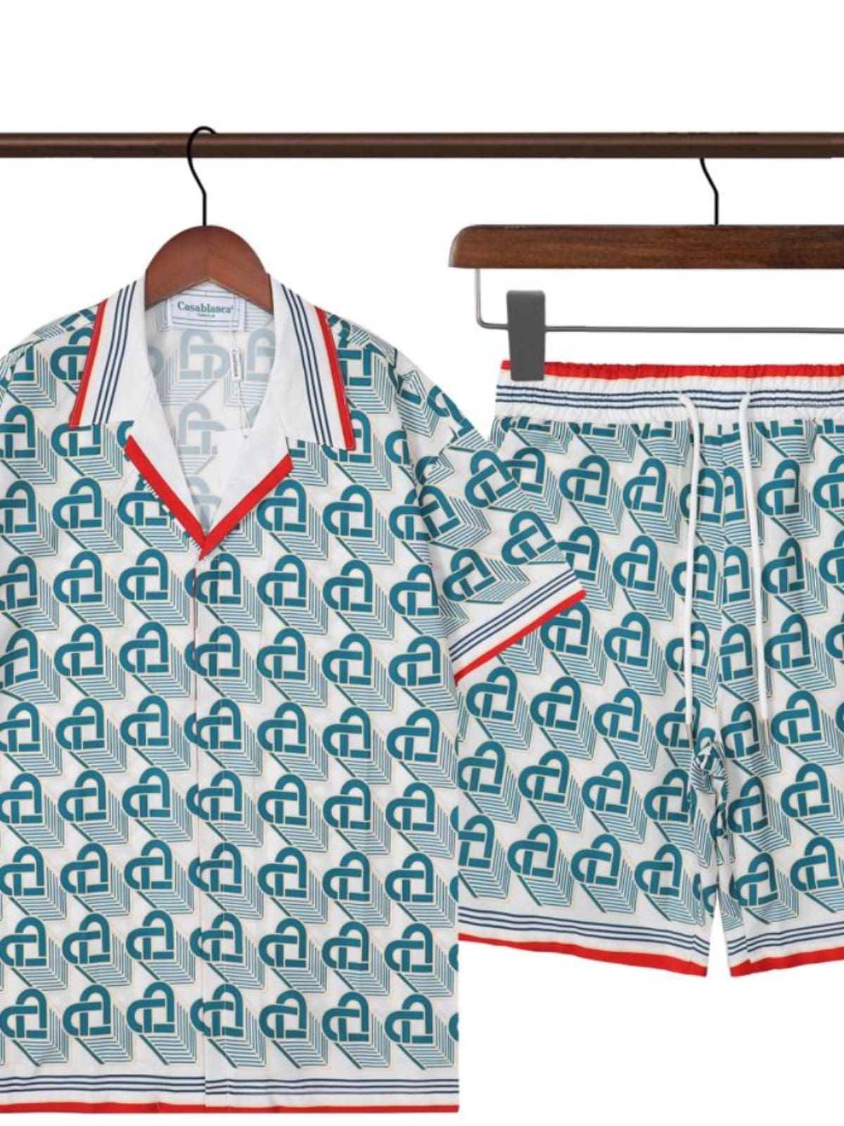 Casablanca Logo Love Full-Print Sports Casual Short Sleeve Shirt for Men and Women