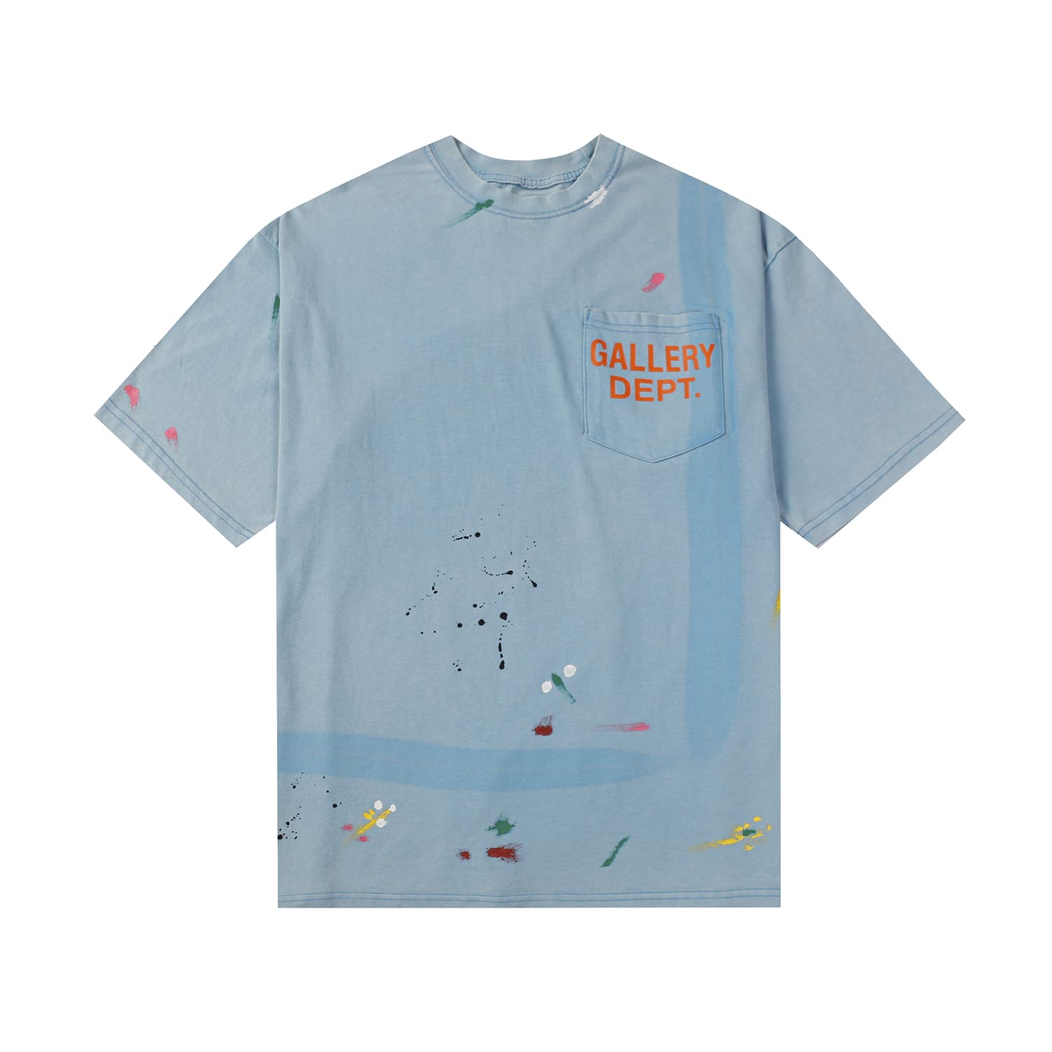 Gallery Dept Retro Paint-Splattered Graffiti Cotton T-Shirt for Men and Women