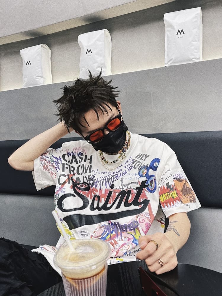 Saint Michael Graffiti Vintage Washed VTG Short Sleeve T-Shirt for Men