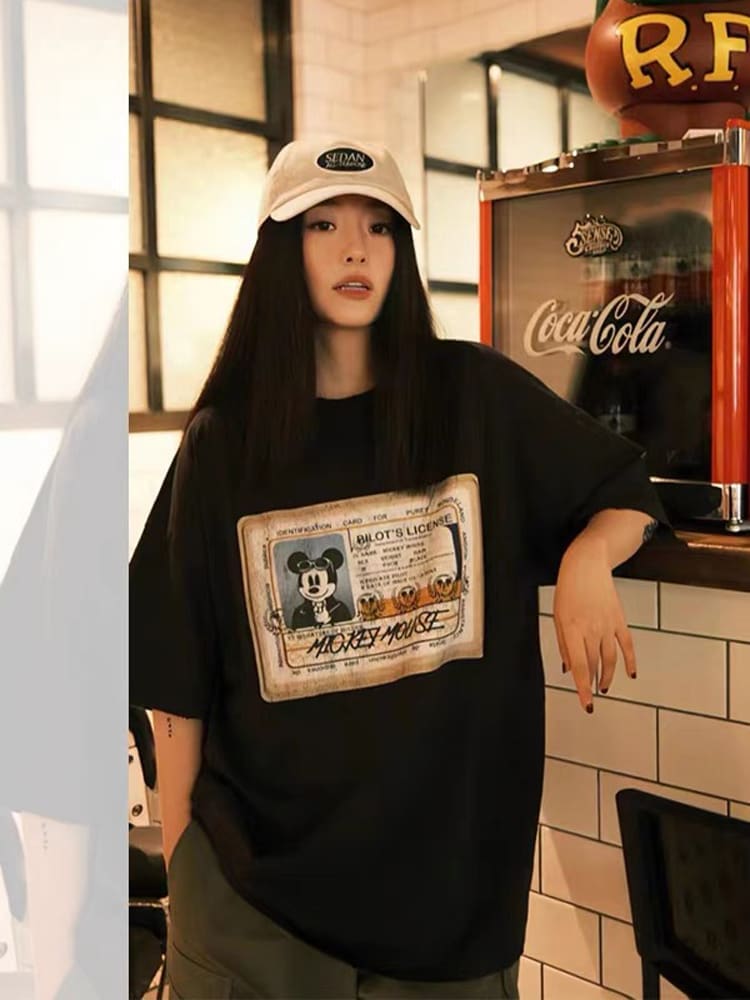 Saint Michael Mickey Mouse Vintage Washed VTG Short Sleeve T-Shirt for Men and Women