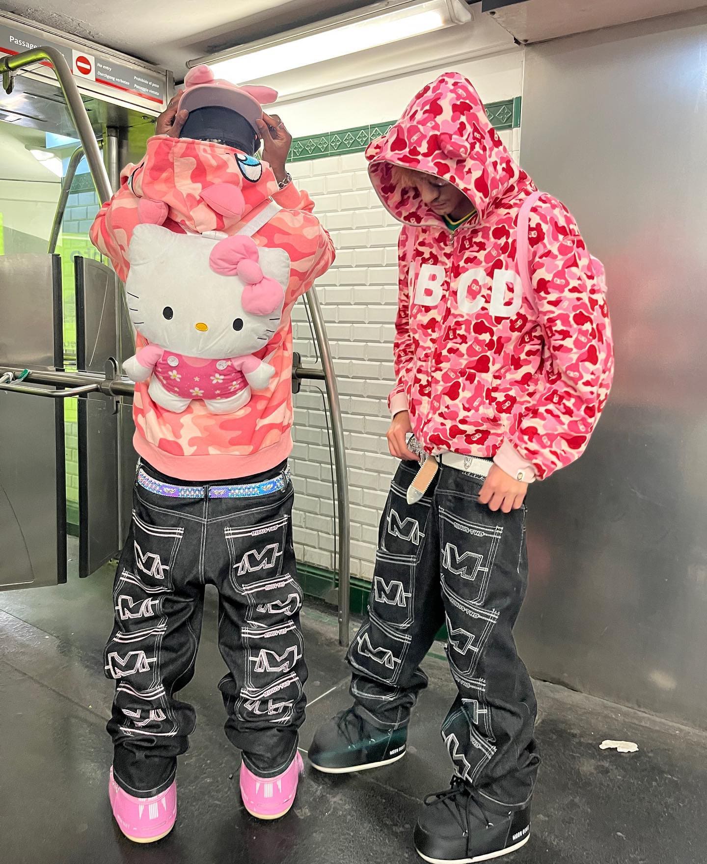 Minus Two Denim Trousers Casual Straight-Leg Loose Fit Hip Hop Star Style C