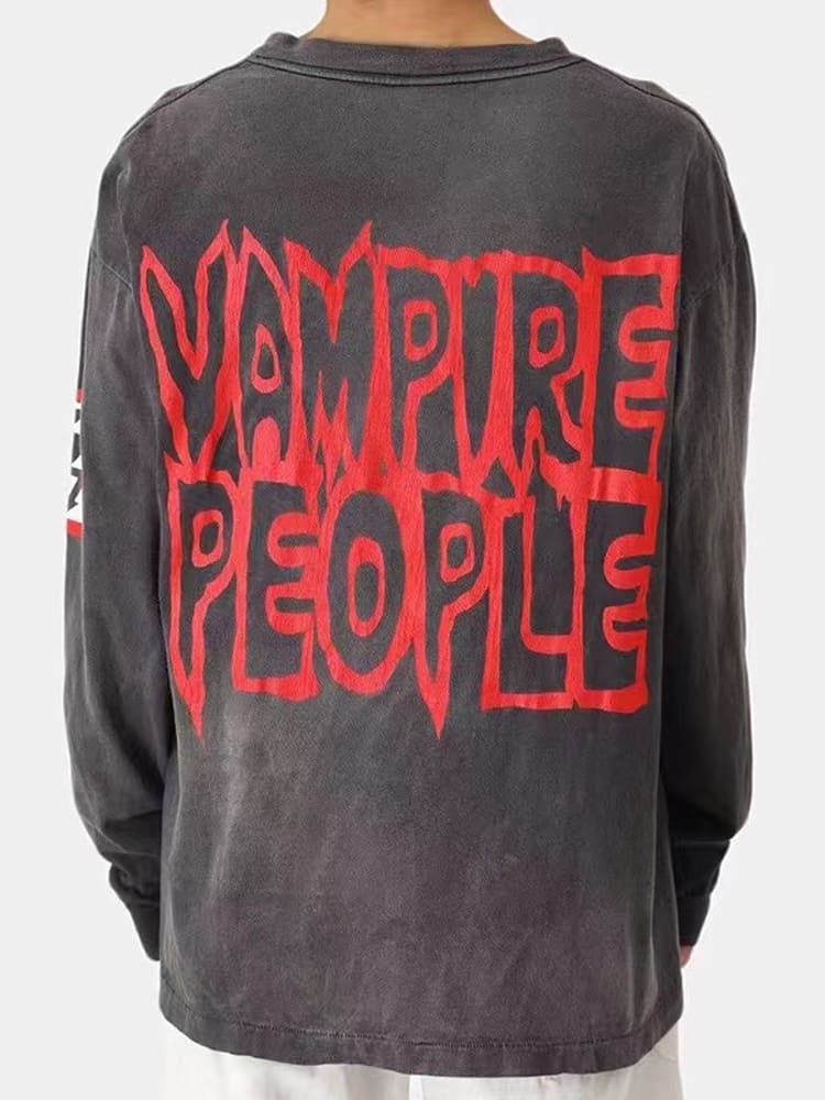 Saint Michael Yu Wenle Washed Vintage Long Sleeve T-Shirt for Men and Women