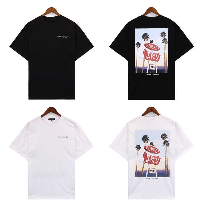 vlone fog pu*re b*and x blue sky inn t-shirt coconut tree print for men