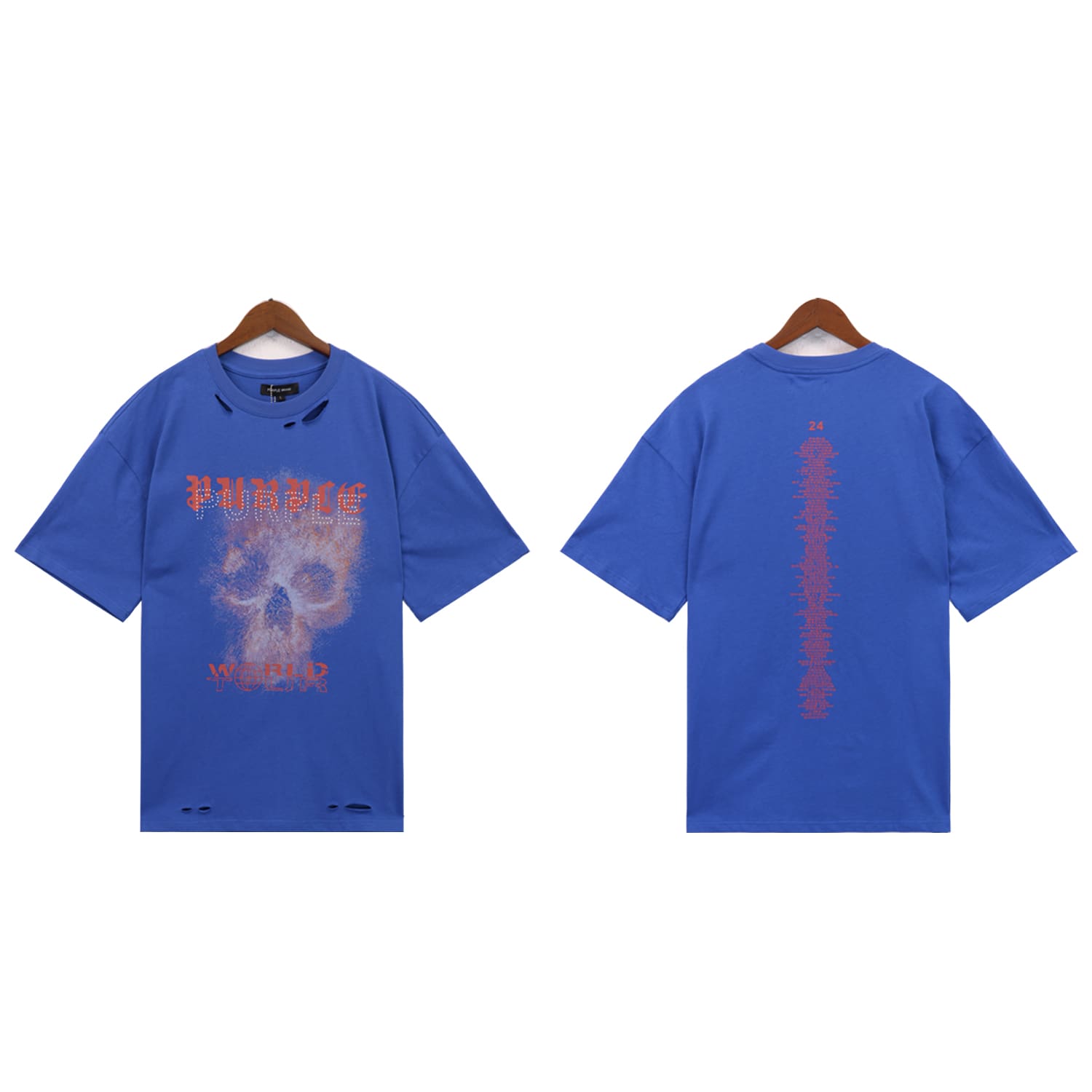 pu*re b*and skull ripped print short sleeve t-shirt summer fashion