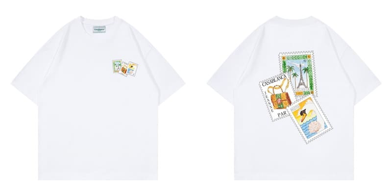 Casablanca Retro Hip Hop Stamp Print T-Shirt for Men and Women